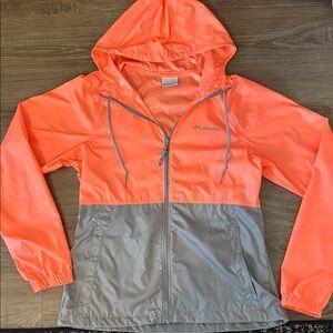 Columbia Rain Jacket zip up Orange Grey sz XS Ladies